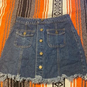 Button down dark denim skirt